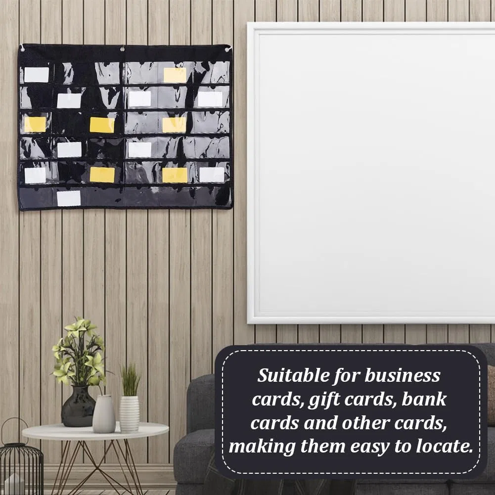 AHANDMAKER Paquete de 2 fundas para tarjetas de 3.1 x 5.5 pulgadas, 36 ranuras, color negro, soporte de pared para pared, soporte de negocios para aula, oficina, organización del hogar, almacenamiento