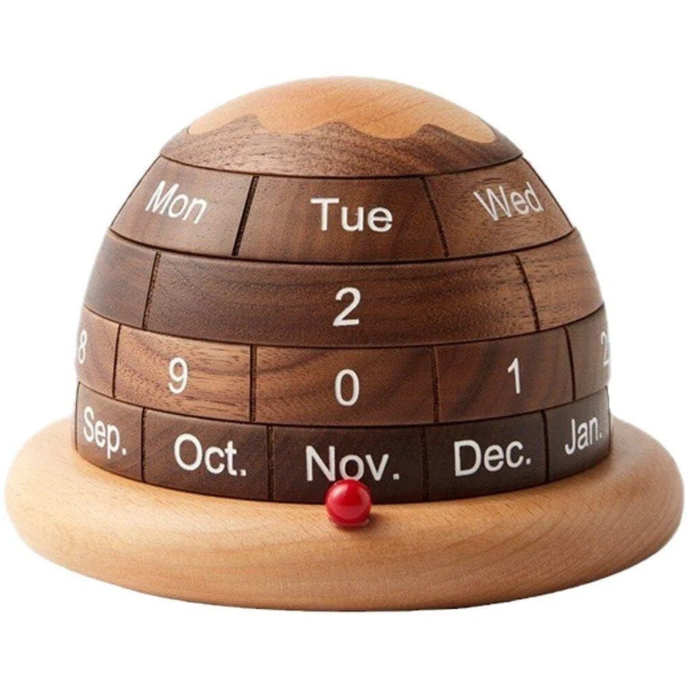 Sanfly Calendario Perpetuo De Escritorio De Madera, Calendario De Escritorio Giratorio En Forma De Planeta, Calendario Diario De Bloques De Madera Calendario Decorativo