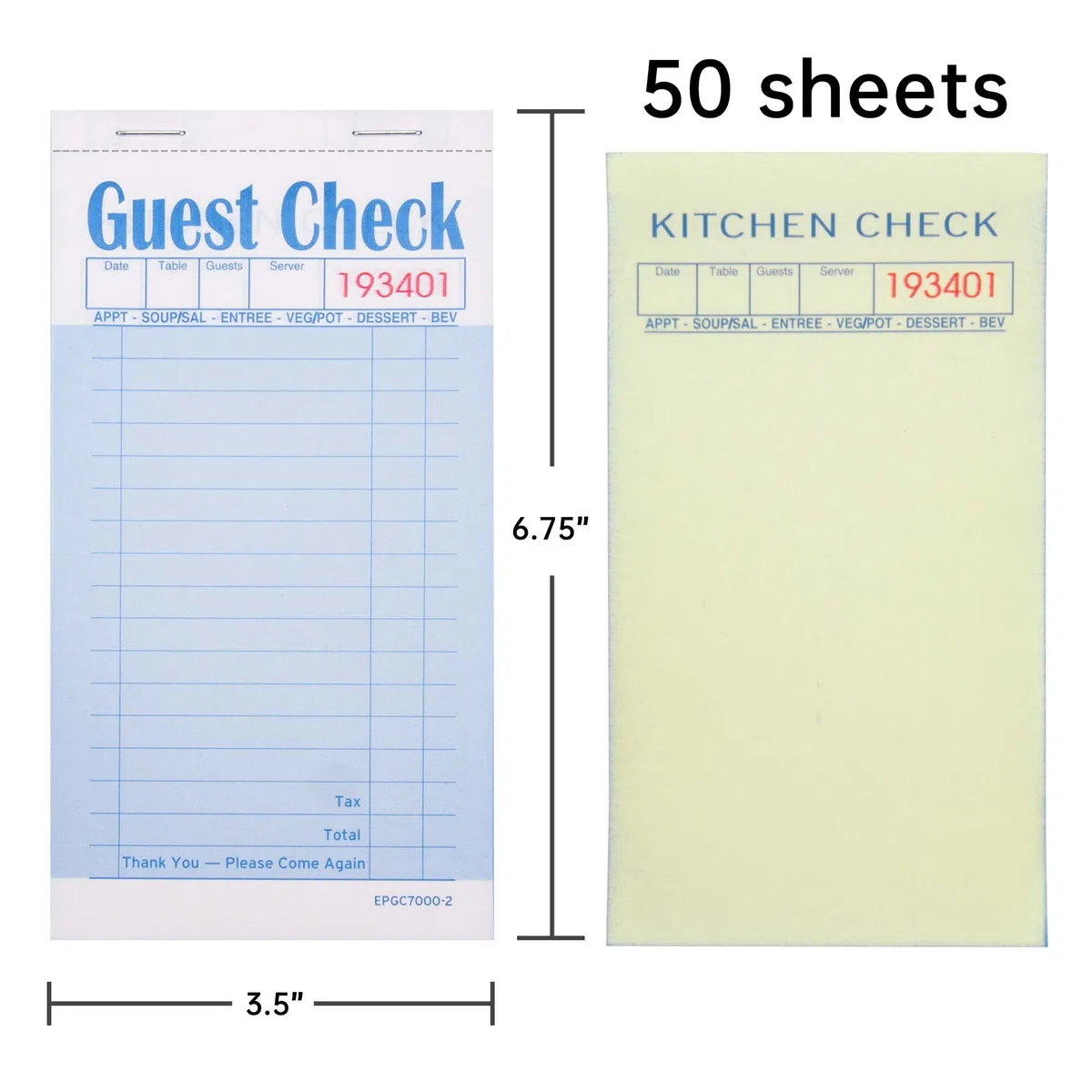 ESSENTIAL Libros de cheques de invitados de 3.5 x 6.7 pulgadas, 1000 hojas de blocs de notas de servidor y libros de pedidos de camarera con papel de cobre (20 libros)