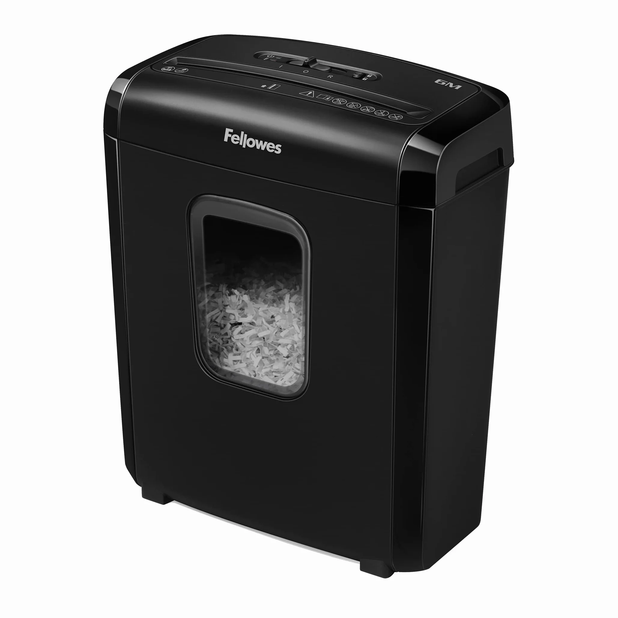 Fellowes 6M - Trituradora de Papel, Mini-Corte, destruye hasta 6 Hojas, destructora de Papel Uso Personal, Papelera 13L, Nivel de Seguridad DIN-P4, con Bloqueo de Seguridad, Color Negro