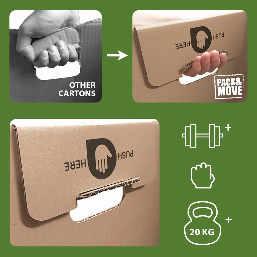Pack de cajas de cartón para mudanza 72L - 60x40x30cm - certificados FSC 70% - Charge max 20KG - Pack and Move (40)