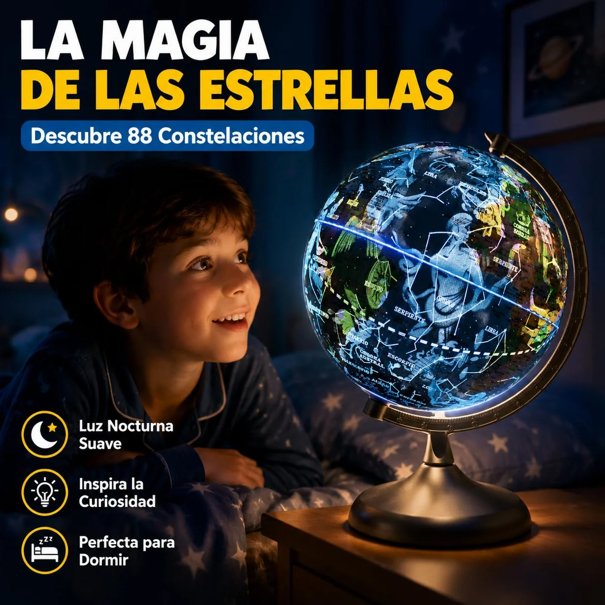 Globo Terráqueo Interactivo Niños con App Luz LED Español Big Minds