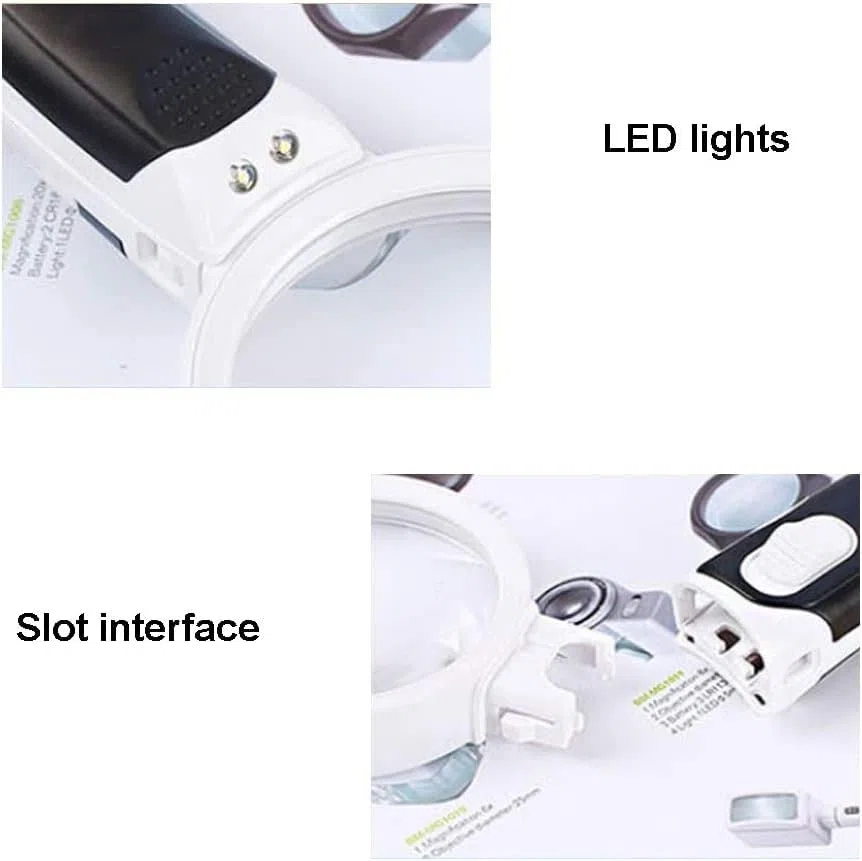 Lupas de Mano Lupa iluminada para Lectura con 3 Lentes Intercambiables 2.5X 5X 16X para Personas Mayores y niños Joyería Pasatiempos Matrimonio
