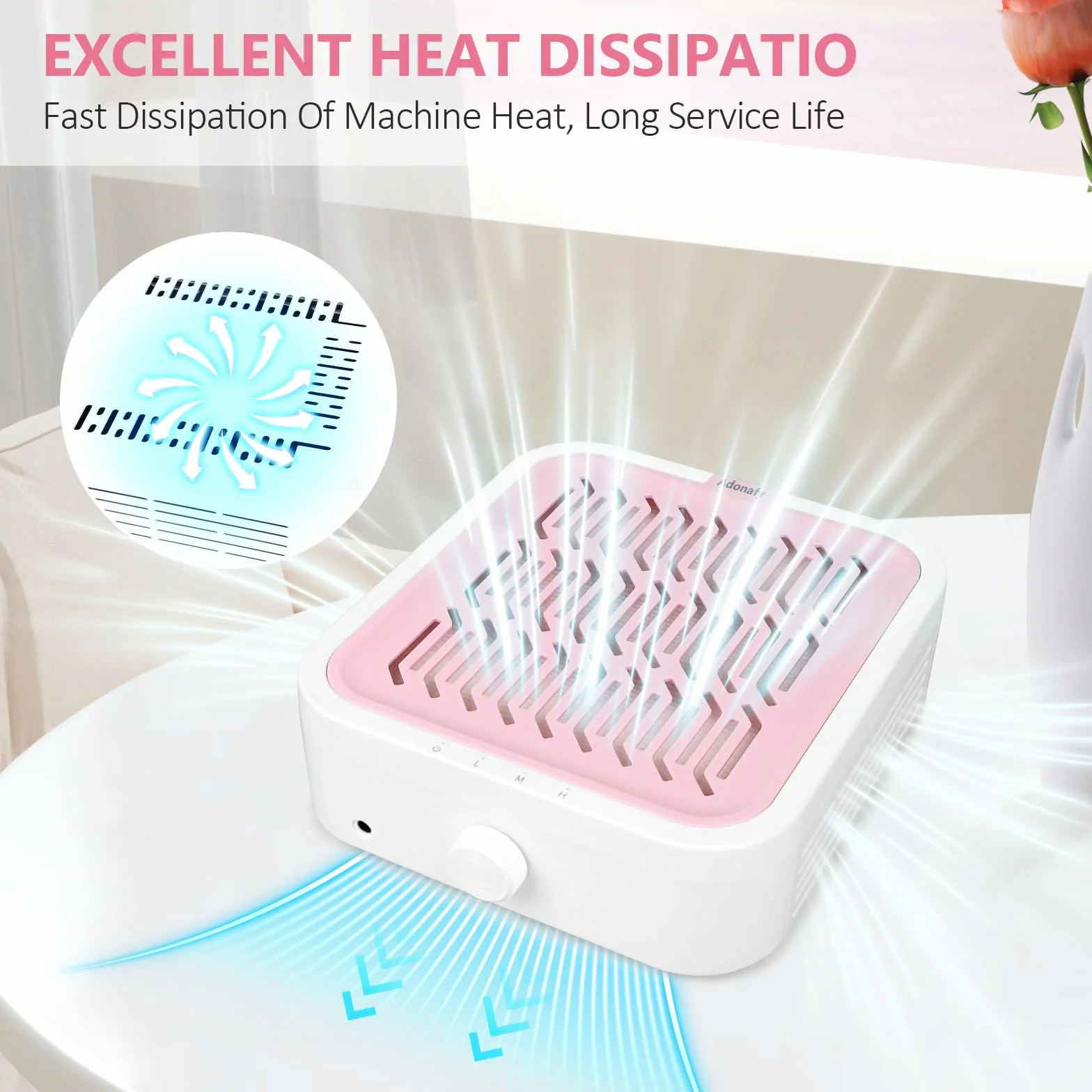 Extractor de Polvo para Uñas Profesional: 120W Potente Aspirador de Uñas para Principiantes - Bajo Nivel de Ruido Silencio Aspirador de Polvo de Manicura para Casa Salon(Rosa)