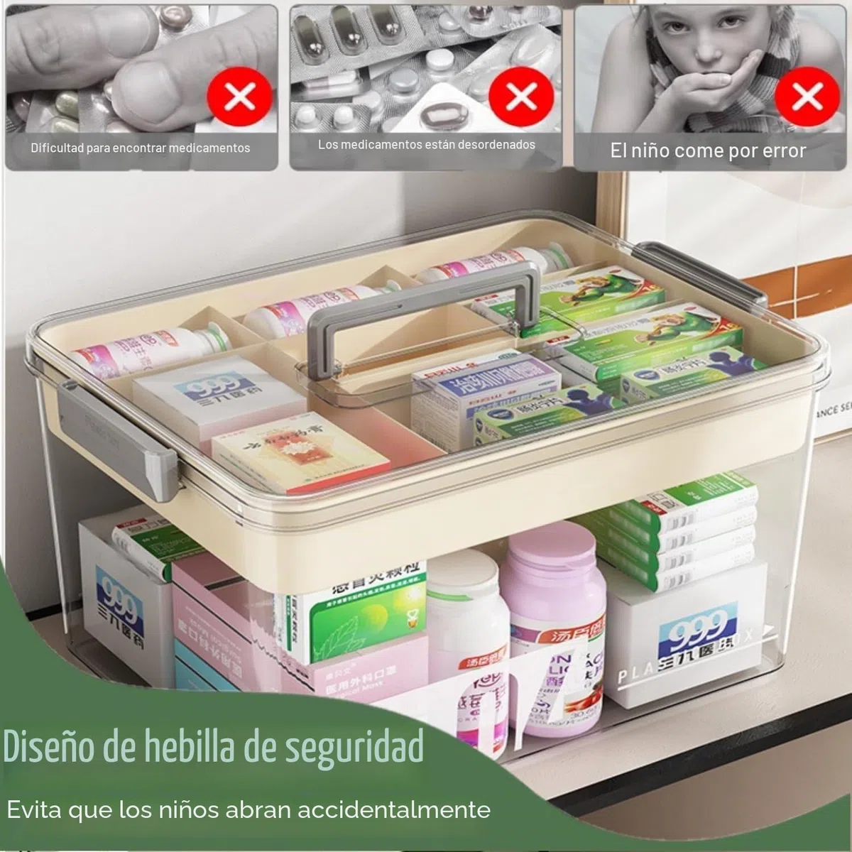 Medicine box, caja para medicina,caja organizadora de medicina, para medicamentos en casa, multifunción Caja de medicamentos con asa para Joyas, medicamentos y