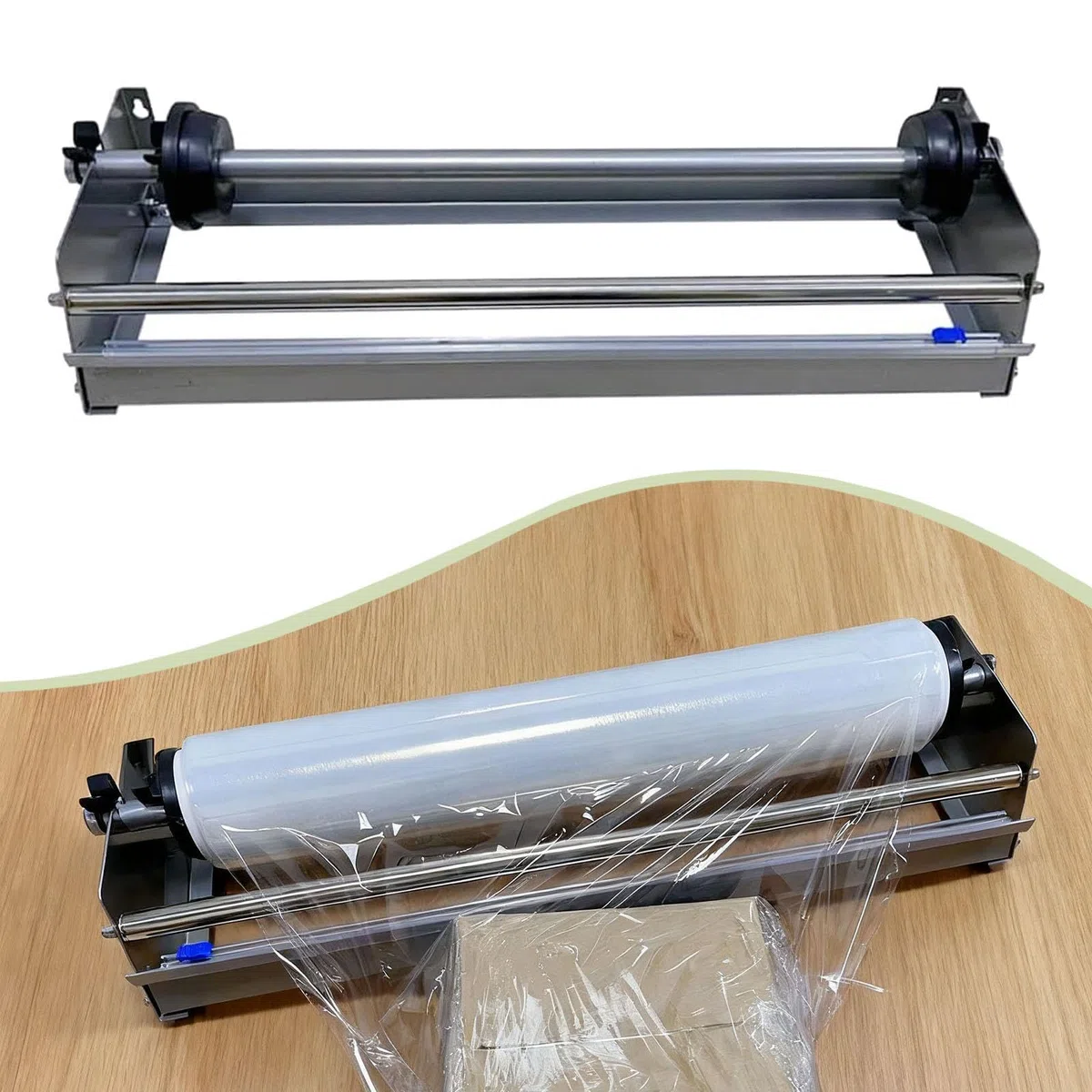 Dispensador de Film Estirable, Máquina de Embalaje, Mesa, Soporte para Film Retráctil, Envolvedora de Palets, Herramienta, Función Metálica para, Plata