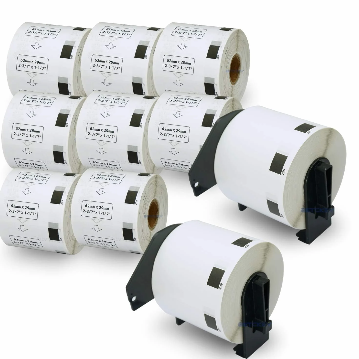 BETCKEY - 10 Rollos DK-11209 Etiquetas Adhesivas con Solo 2 Soportes de Etiquetas Reutilizables, 62mm x 29mm, 8000 Etiquetas precortadas de dirección pequeñas para Brother QL Impresoras de Etiquetas