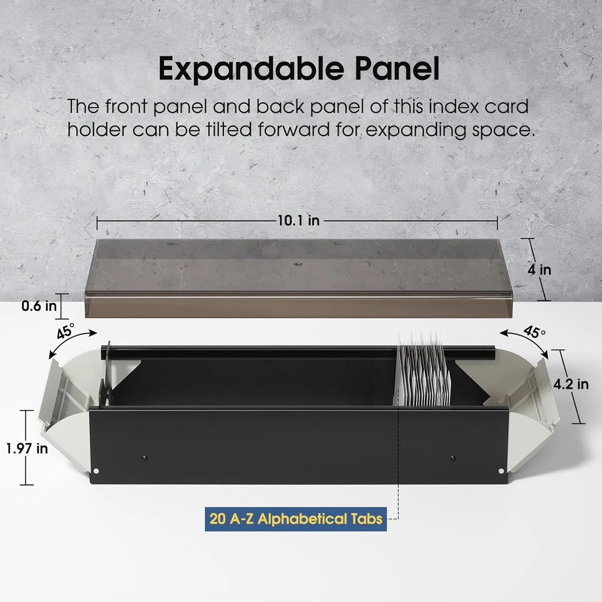 Portatarjetas de Visita, Almacenamiento de hasta 800 Tarjetas Caja de Tarjetas de Visita Extensible de Metal Y Plástico con Tapa Transparente(Negro)