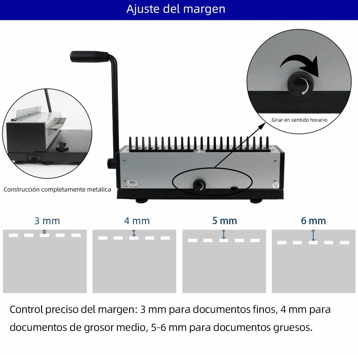 RAYSON Máquina para Encuadernación, Hasta 200 hojas, Punzón Ajustable, SD-1501A21 | 21 troqueles de desenganche, construcción de metal duradero, suministros de encuadernación incluidos