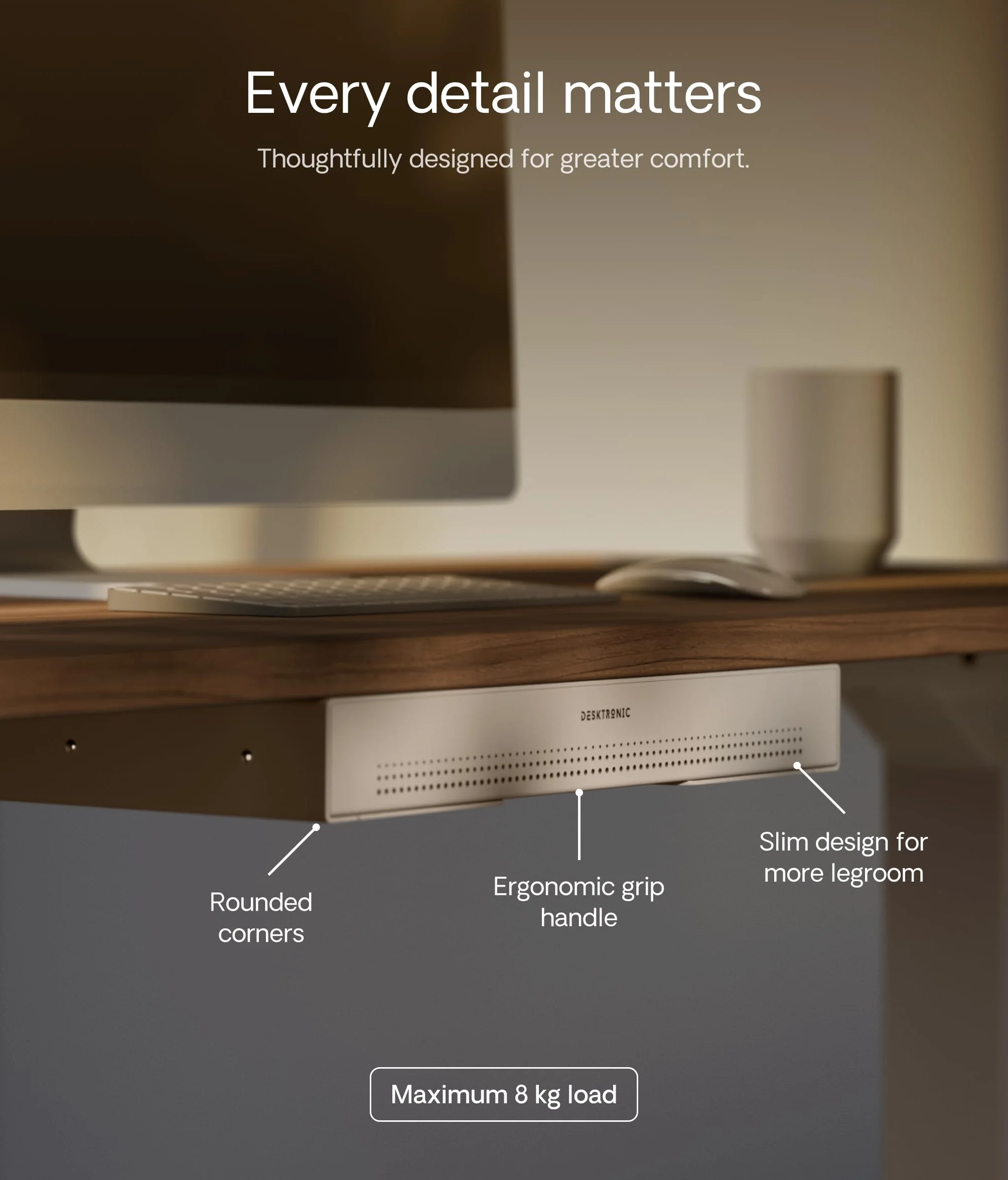 Desktronic Cajón de Escritorio – Organizador oculto bajo escritorio, cajón de almacenamiento, fácil instalación, ahorra espacio, gran capacidad, metal, para oficina y tocador, estructura resistente