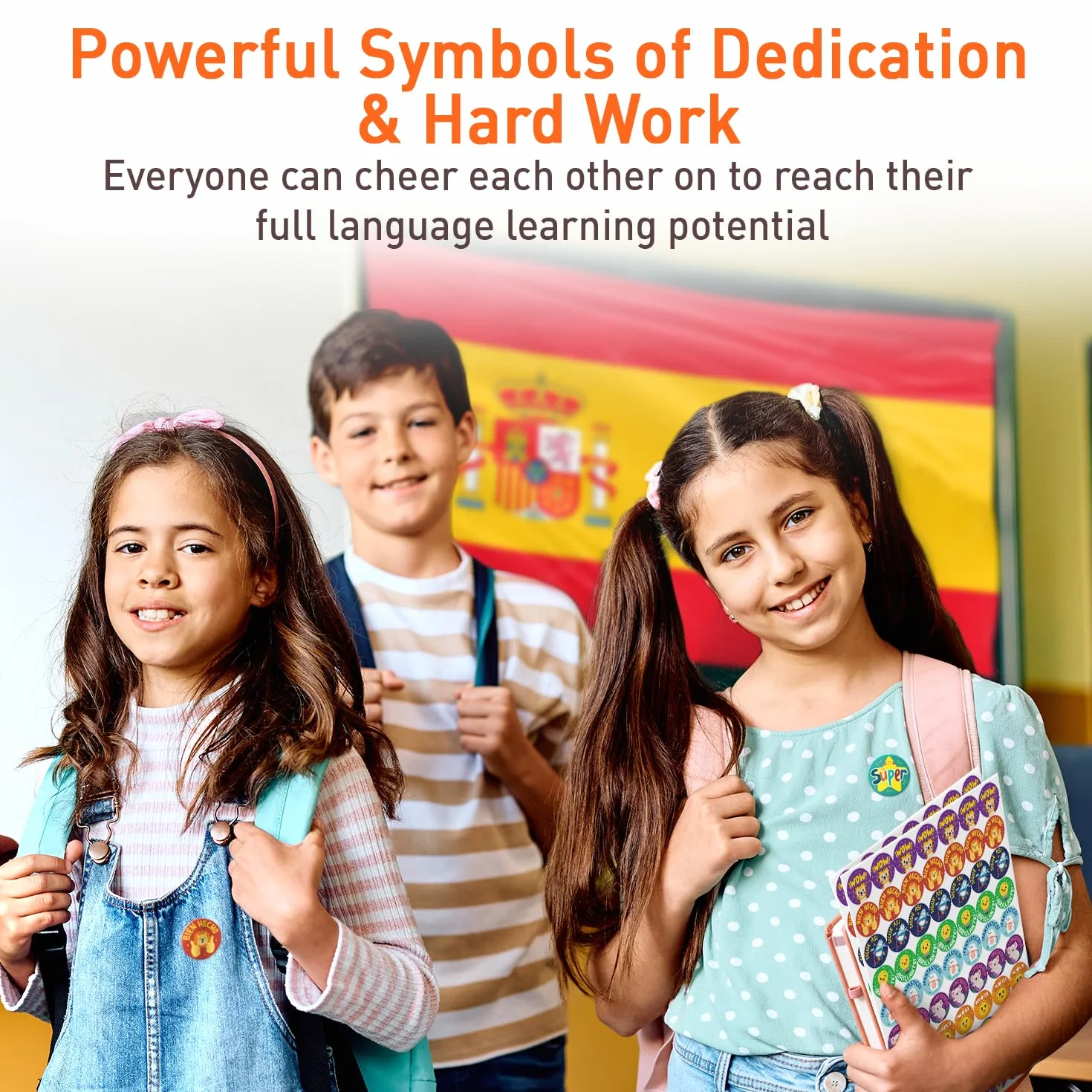 Sweetzer & Orange Pegatinas motivacionales en español para niños - Decoraciones de aula - Afirmaciones