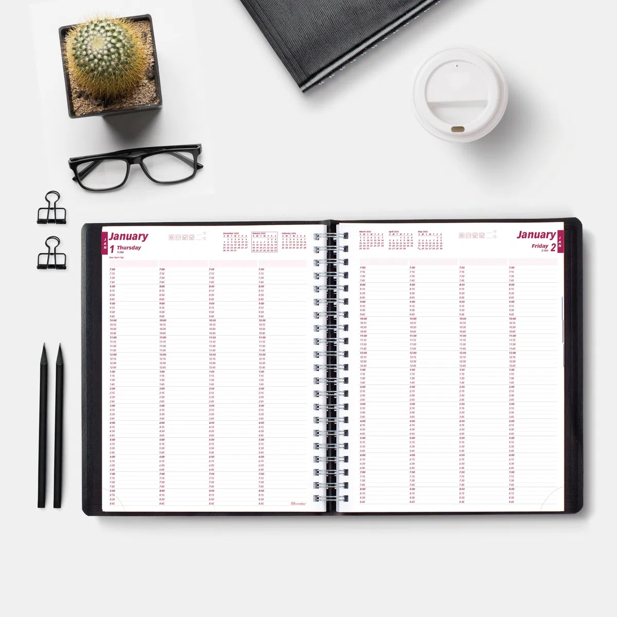 redcb960blk – Brownline profesional Daily cita libro