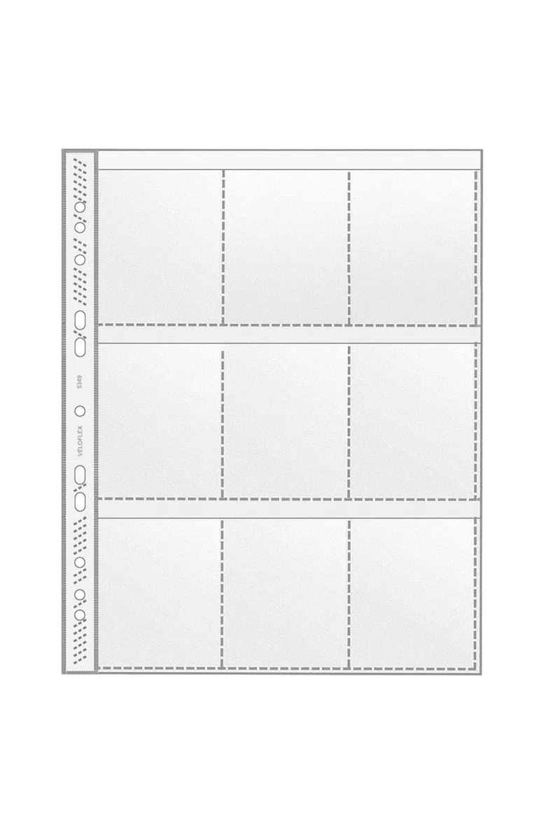 VELOFLEX - Carpeta recopilación A4 9 bolsillos, transparente, 100 unidades | Funda para documentos de identidad, apta para documentos oficiales, de PP, abierta por arriba, superficie brillante