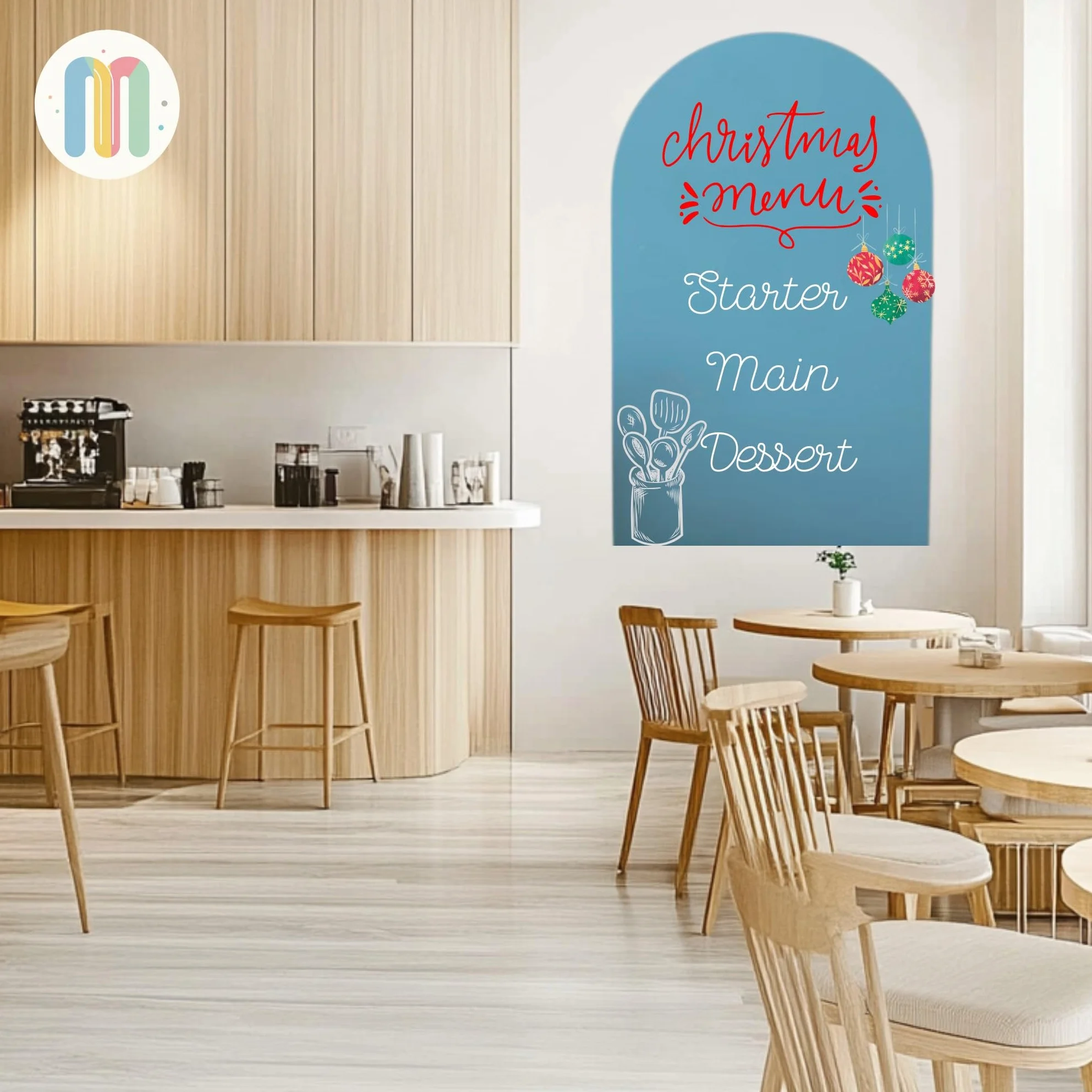 Pizarra Magnética Infantil Adhesiva Arco Color Tizas 120x60 cm