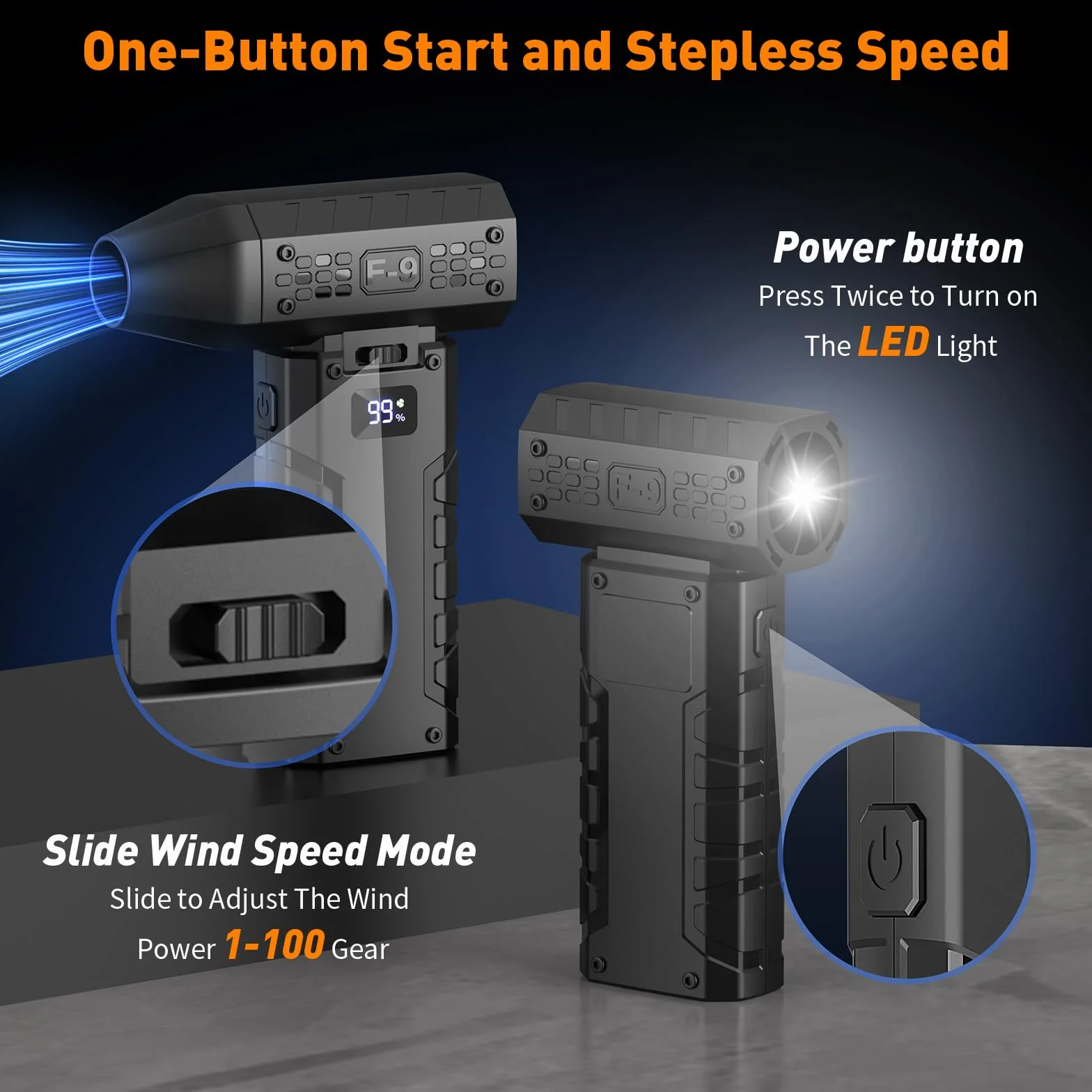 Soplador de Polvo Eléctrico, 110000 RPM, Soplador de Aire Inalámbrico Recargable con Luz LED Y Pantalla HD, Soplador de Aire Para Limpiar Polvo y Cabello en Computadoras, Teclados y Automóviles