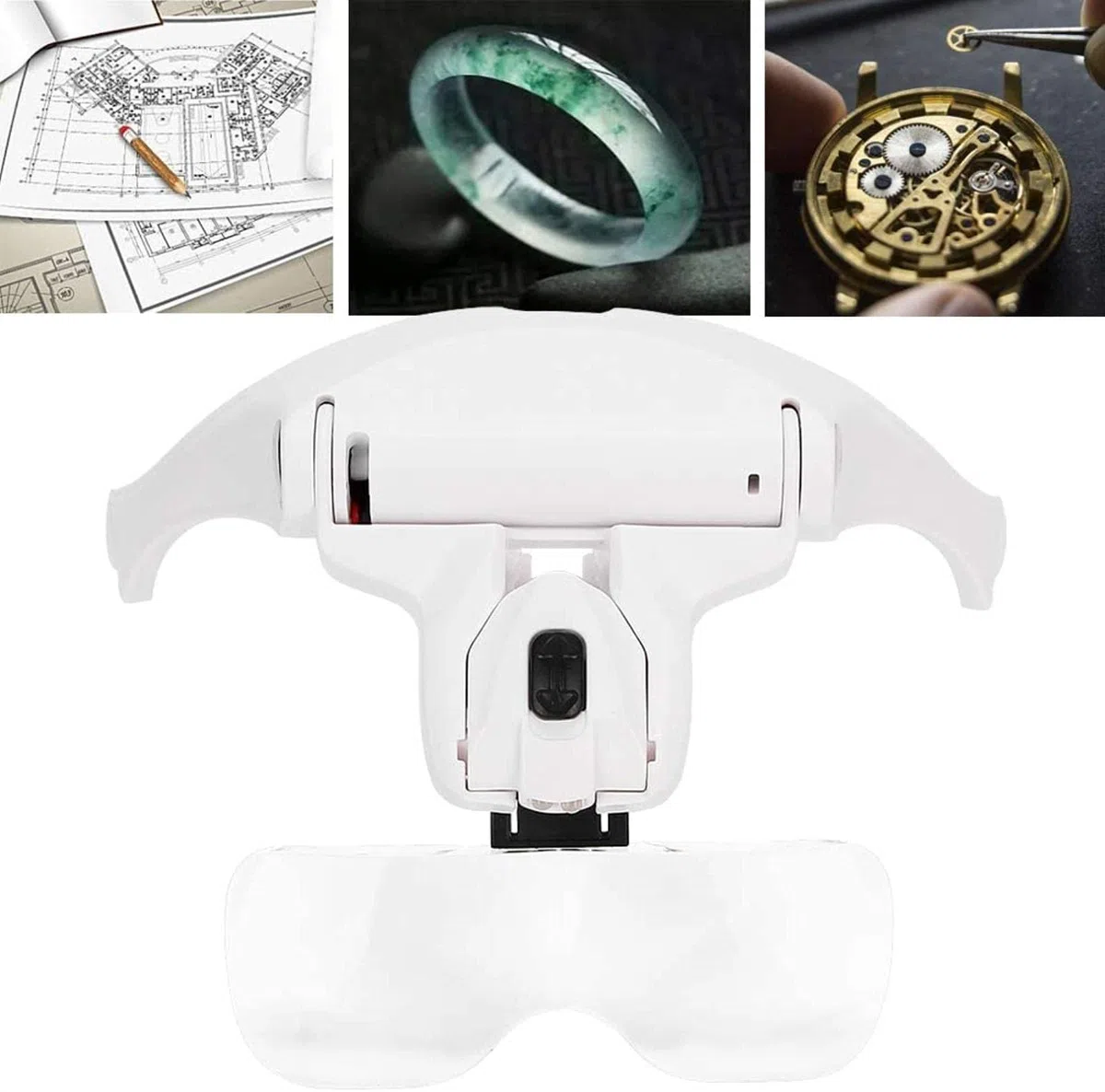 Lupa, Lupas - Diadema para La Cabeza con Luz Led Ajustable, Lupa para Trabajos De Precisión, Lupa De Joyero, Artesanía, Reparación De Relojes, Estabilización