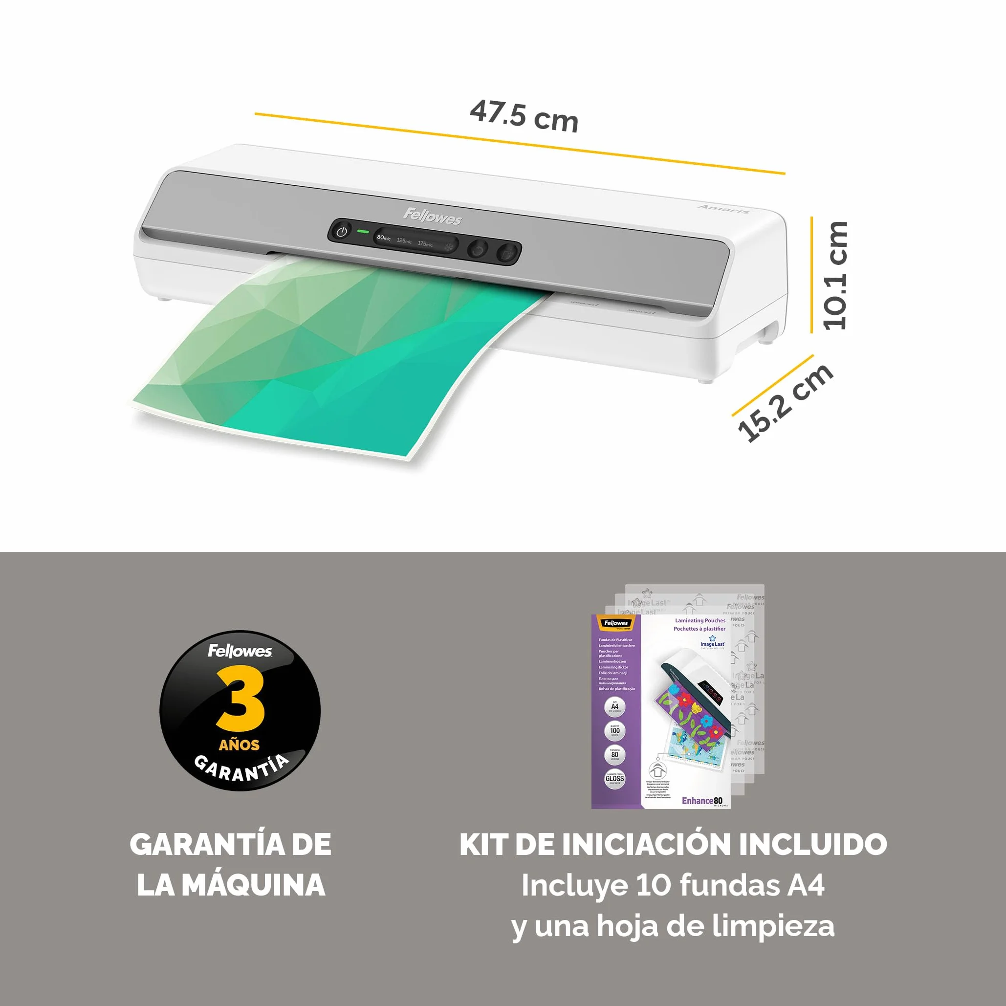Fellowes Amaris A3 Plastificadora Documentos 80-175 Micras Uso Intensivo 1 Minuto