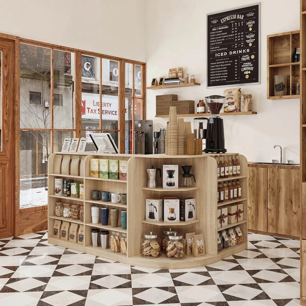 Mesa de recepción en forma de L con espacio de almacenamiento – Moderno mostrador de recepción con 3 cajones y armario, mesa de mostrador de madera para oficina, hotel, salón, práctica y