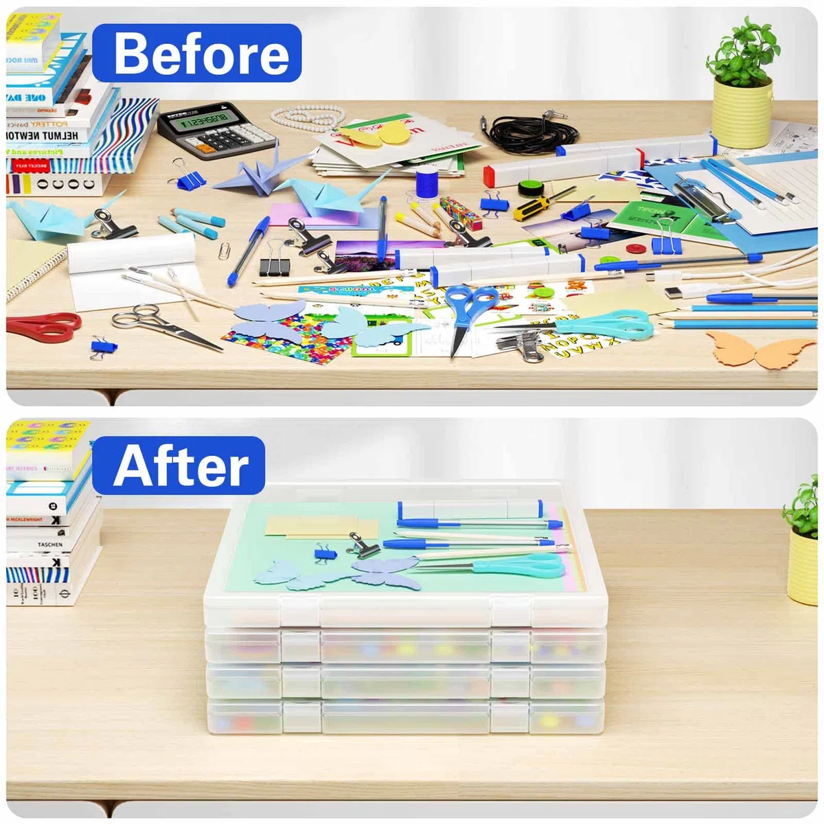 Denkee Paquete de 8 fundas portátiles para proyectos A4, caja de almacenamiento de plástico para papel A4, protector de soporte de papel, organizador de almacenamiento delgado transparente para
