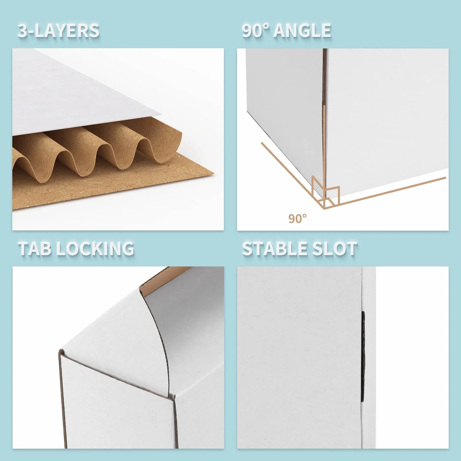 EYMPEU 15,3x15,3x15,3 cm(6x6x6 in) Cajas de Carton, 20 Pack Blanco, Cajas Pequeñas de Cartón Ondulado Kraftlo