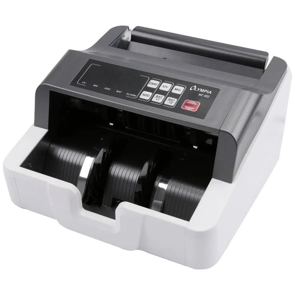 Olympia NC 452 - Contador de billetes con batería y comprobador de billetes falsos | contador de billetes con sensores UV MG | pantalla LCD | máquina de conteo para billetes y billetes