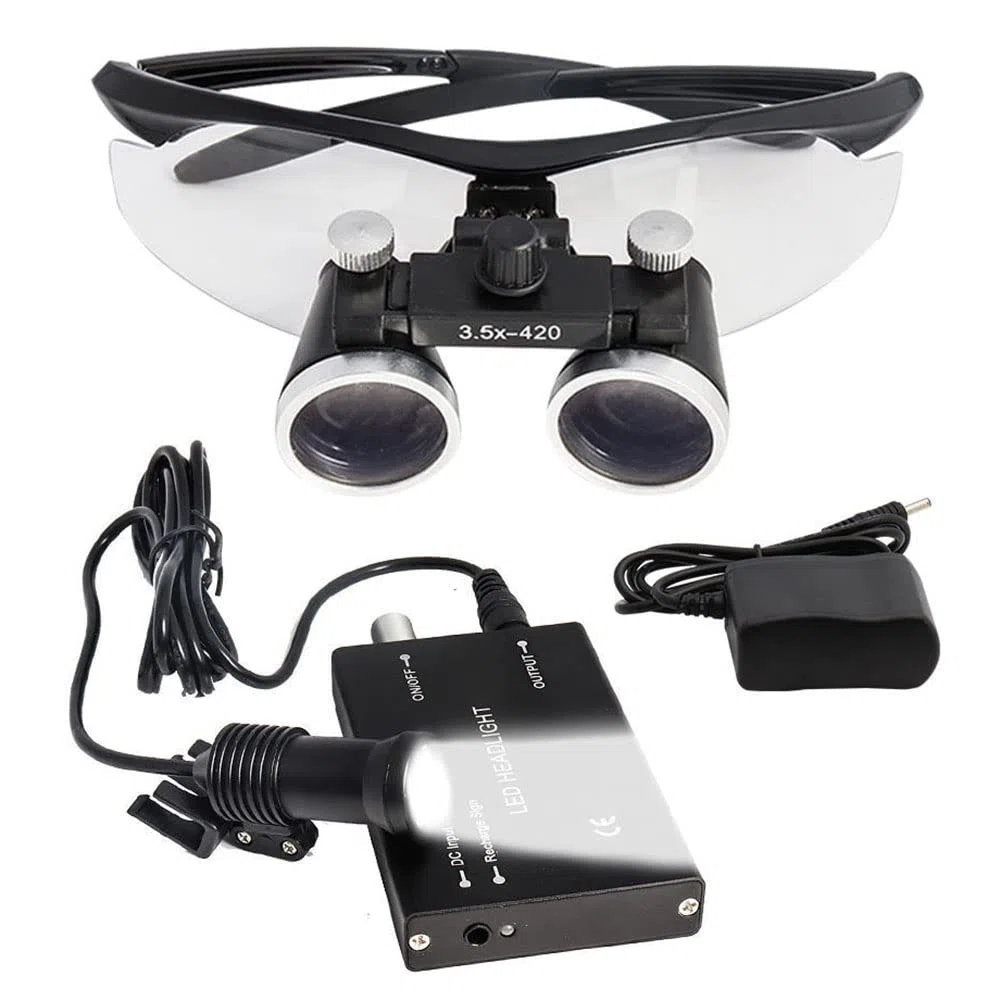 Gafas Lupa Con Luz Led Dentista, Gafas Aumento Con Luz Recargables, Lupas Dentales Kit Suturas Quirurgicas, Con Luz Para Modelismo,Reparaciones,Pegar Piezas Pequeñas,Joyería Y R(Size:2.5X,Color:Negro)