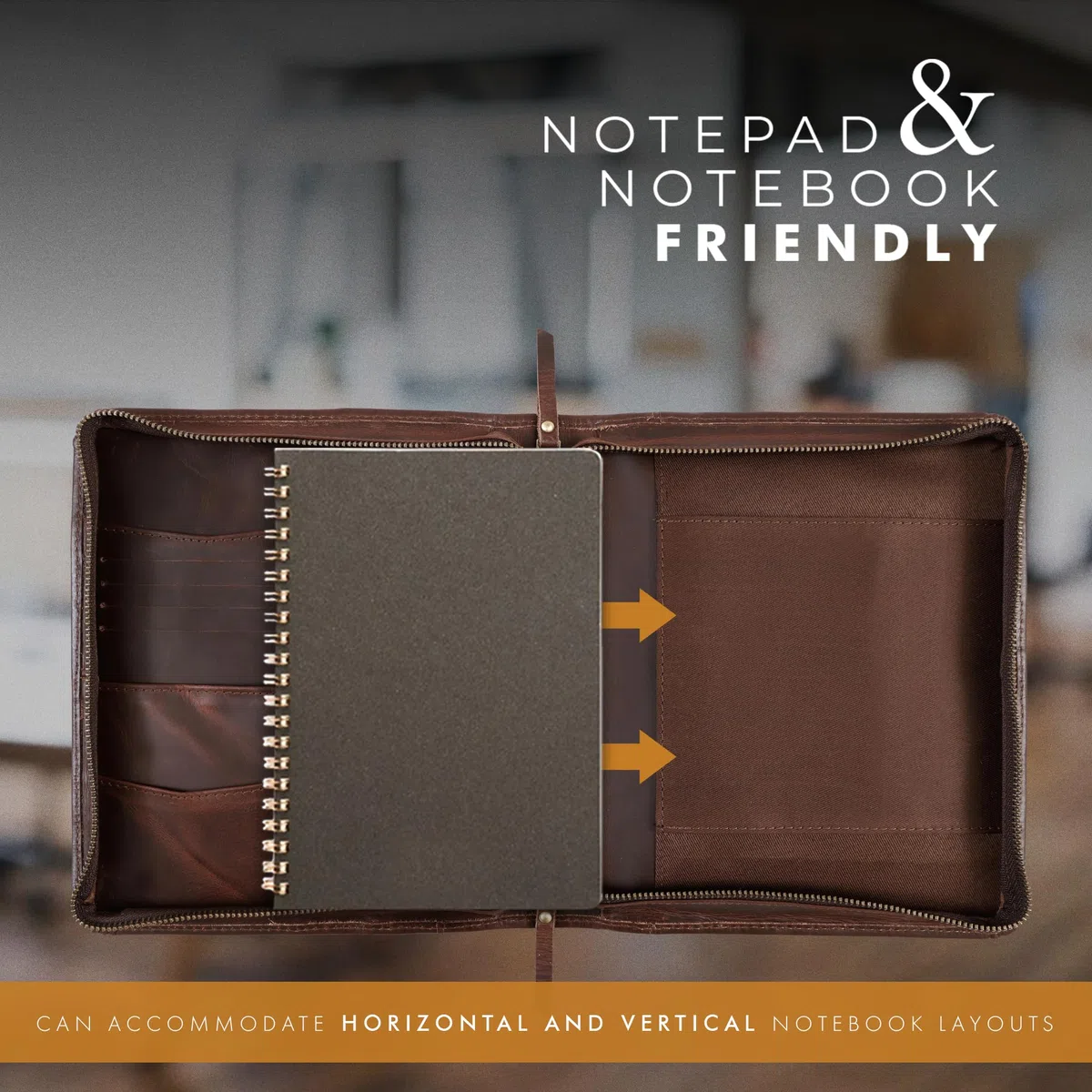 ELIZO Portafolio de cuero A5 para cuaderno A5, carpeta para planificador, carpeta pequeña para hombres, negocios, trabajo, organizador (Buff)