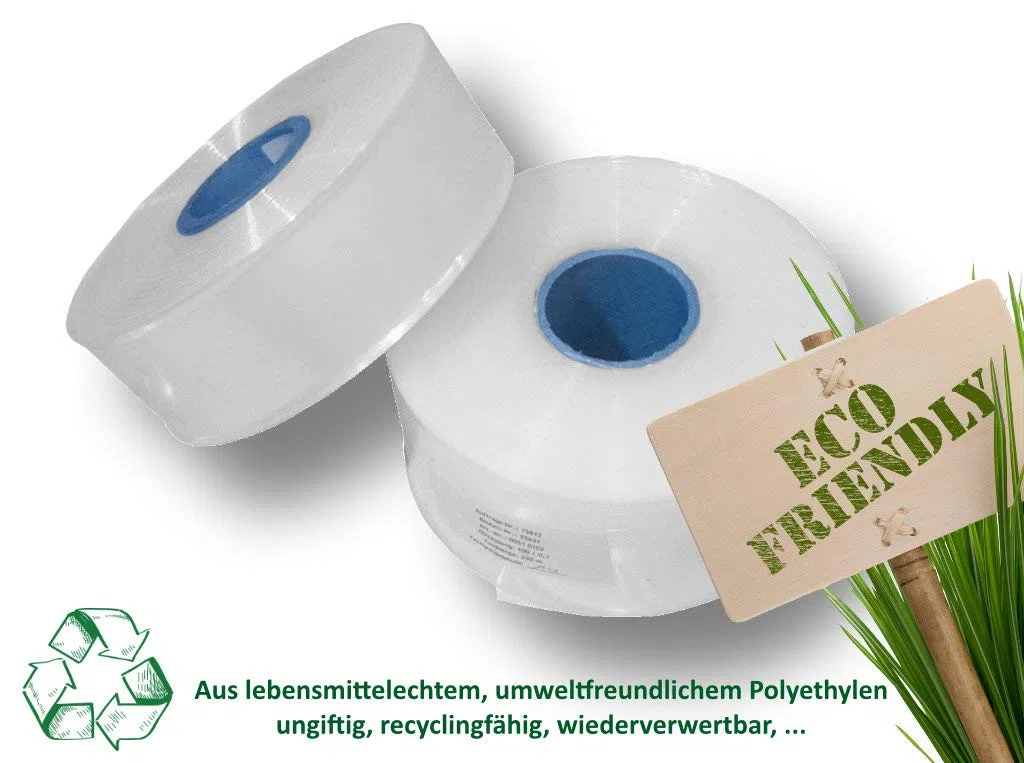1 rollo de 53 mm de ancho x 600 m de largo, tubo de plástico para embalaje, tubo de plástico sin fin para embalaje, lámina de embalaje, transparente, soldable, apto para alimentos