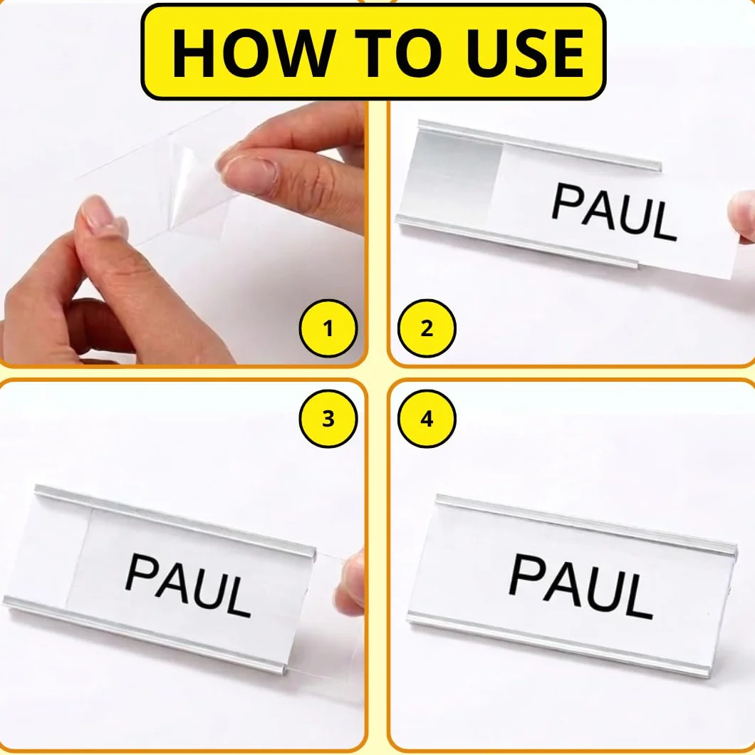 Set de 20 Identificadores Magnéticos personalizables 3 en 1 (72x32mm). Ideal para trabajo. Identificador de Trabajo con Nombre Personalizable Magnético. Plateado