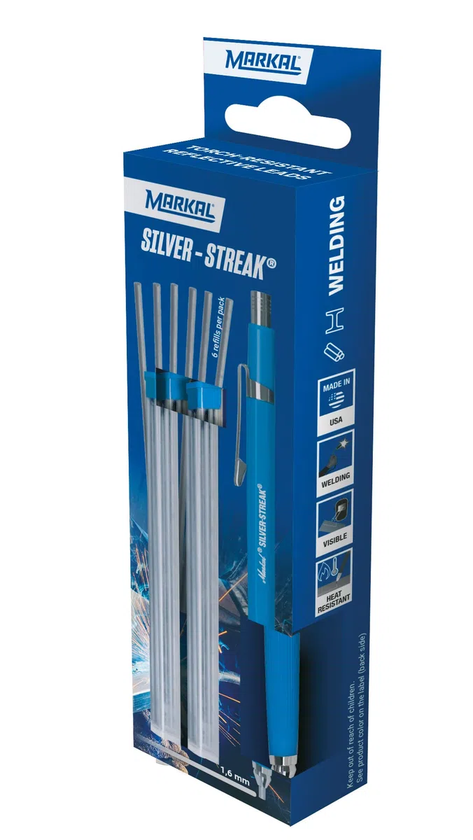 Markal 22221 Retail Pack Silver-Streak 1 lápiz portaminas cargado + 2 paquetes de minas redondas