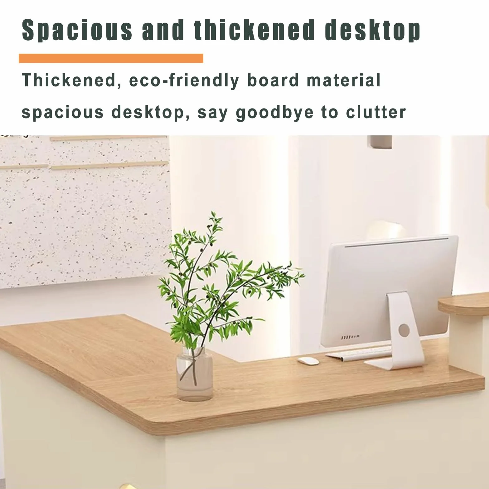 Mostrador de Recepción con Cajones y Estantes Abiertos, Madera y Blanco, 180cm