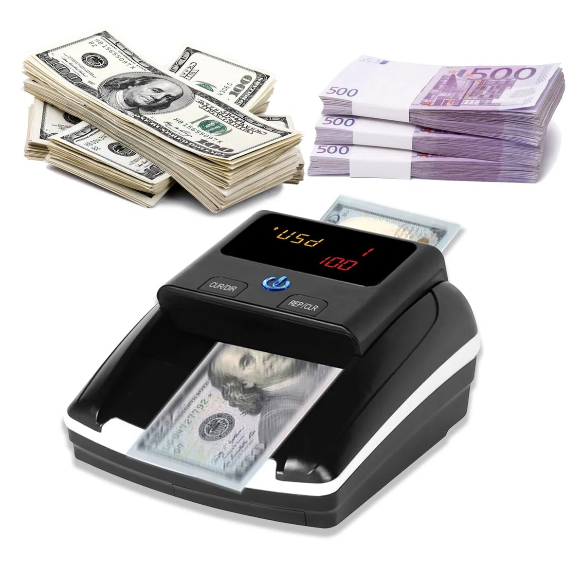 Contador de dinero, Mini contador de dinero portátil, detector billetes por infrarrojos, detección automática