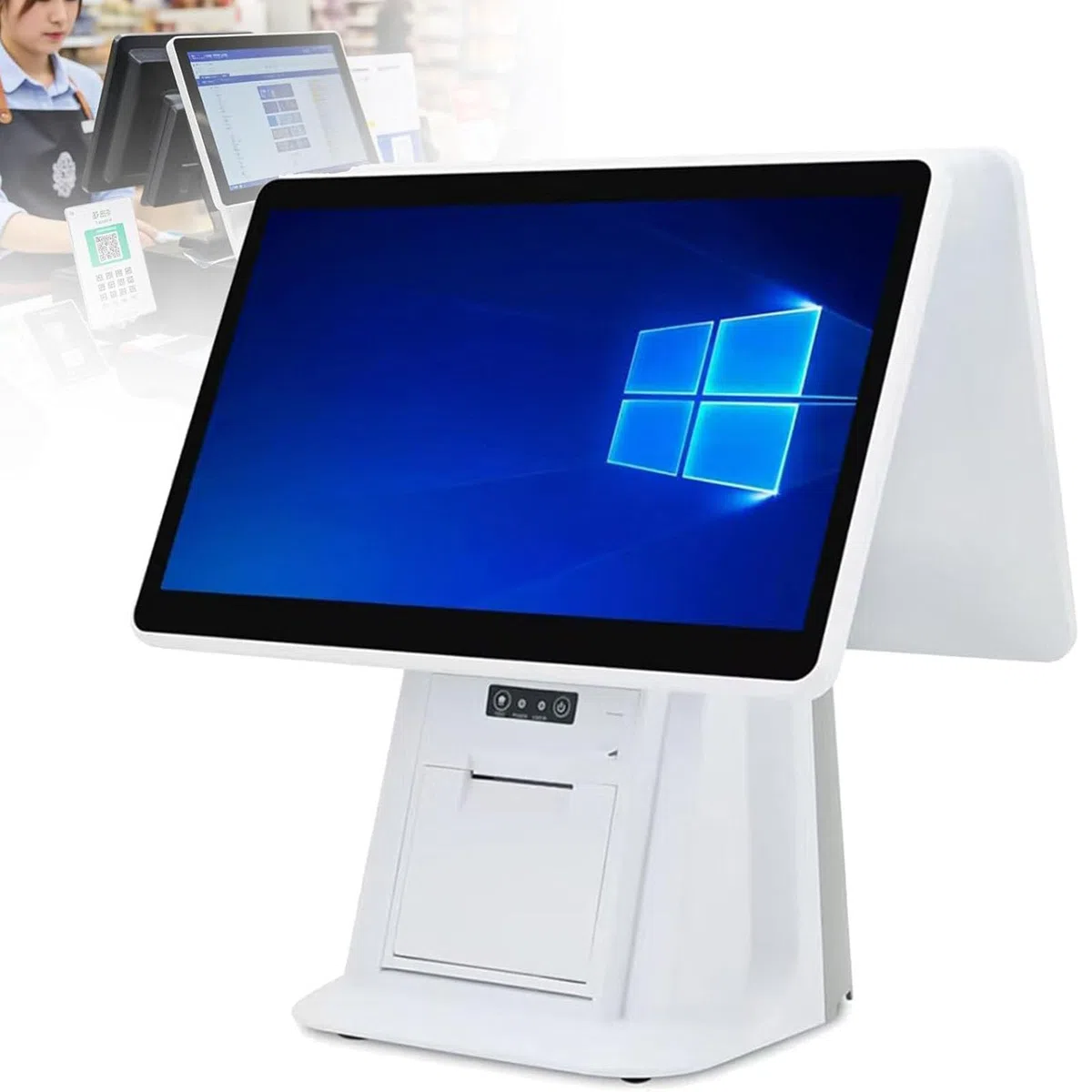 Caja registradora con Pantalla táctil, Caja registradora Inteligente Todo en uno, Terminal TPV con Pantalla táctil 15,6 Pulgadas para Caja registradora, cajero para supermercados, Catering