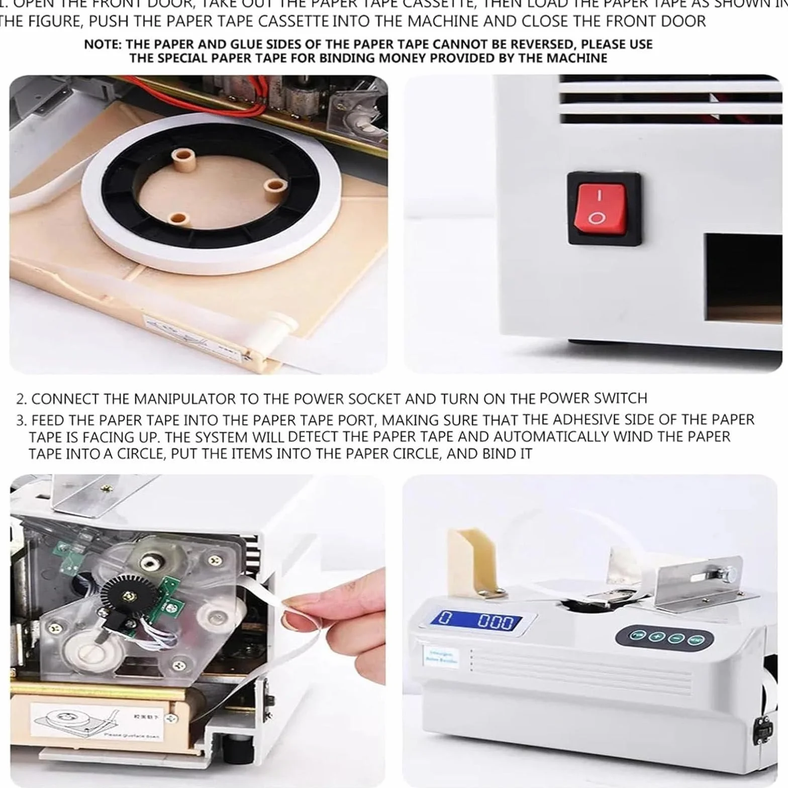 Máquina automática para empaquetar billetes, máquina para empaquetar efectivo rápidamente, máquina para empaquetar billetes escritorio con pantalla LCD, para finanzas y cajeros.