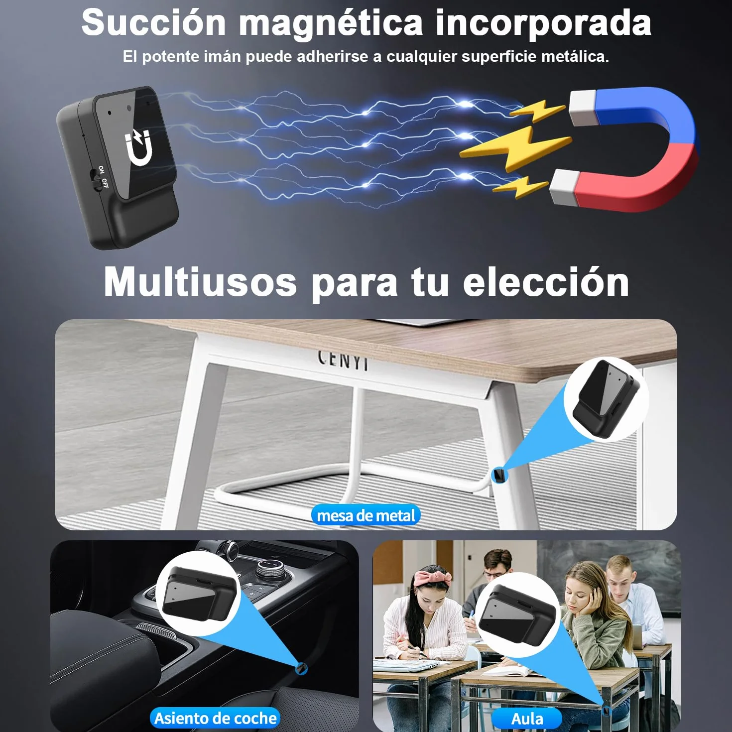 Mini Grabadora de Voz Portátil Magnética con Auriculares Reducción de Ruido