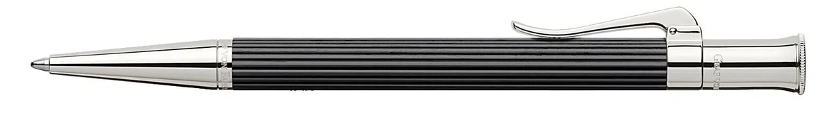 Graf von Faber-Castell 145531 Bolígrafo Línea Clásica, Ébano | Eje de ébano con piezas metálicas platinadas y relleno de gran capacidad a prueba de documentos