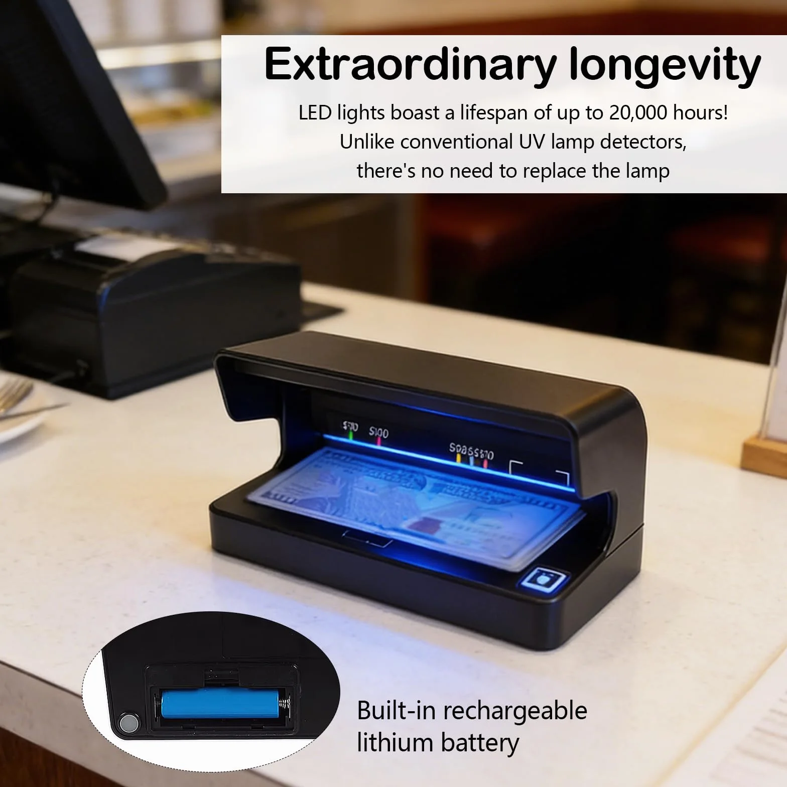Detector de Billetes Falsos Luz UV 6W Portátil para Todo Tipo de Divisas