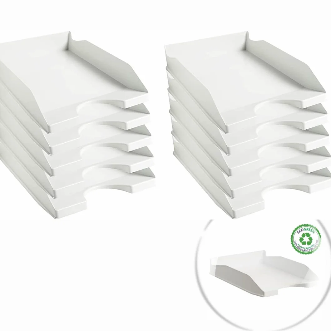 Ecogreen Office Paper Bandejas de Oficina Apilables 6 Piezas Organizador Escritorio Blanco Pastel