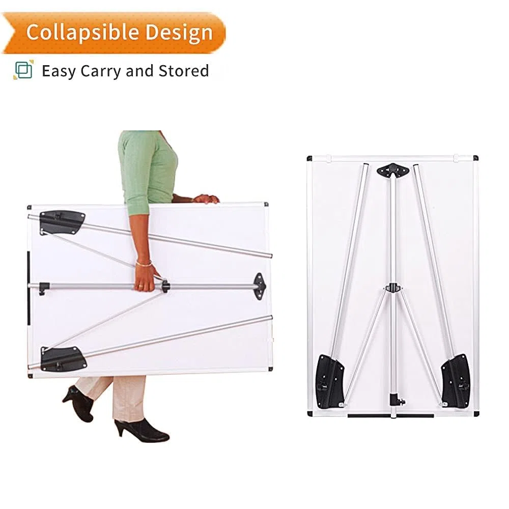 VIZ-PRO Pizarra blanca magnética con caballete y altura ajustable, 90x60 cm, portátil y con bandeja. Incluye 14 rotuladores, 1 bloc de rotafolios, 1 borrador y 4 imanes