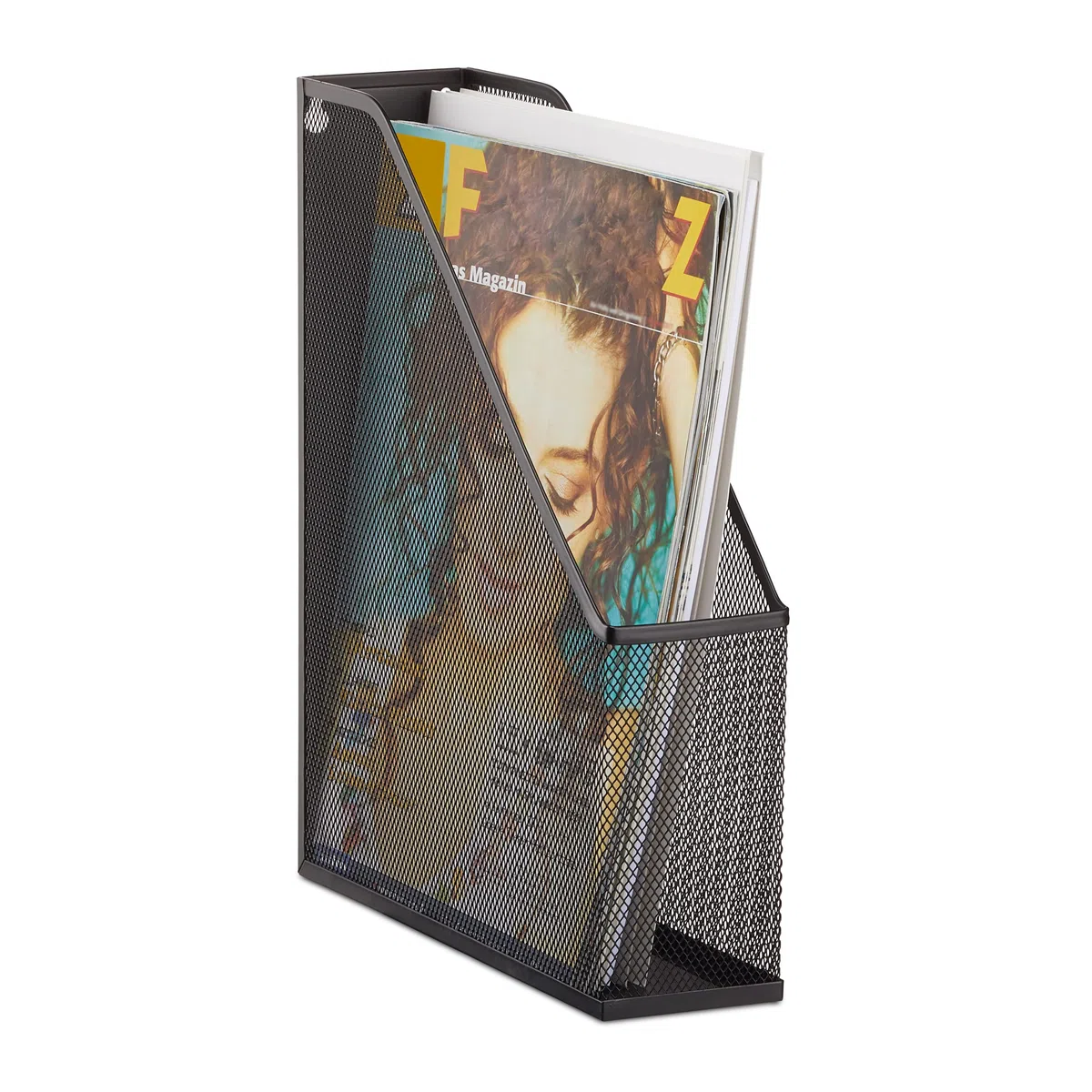 Relaxdays Organizador de Documentos para Escritorio, Metal, Negro, 31.5 x 7.2 x 25 cm