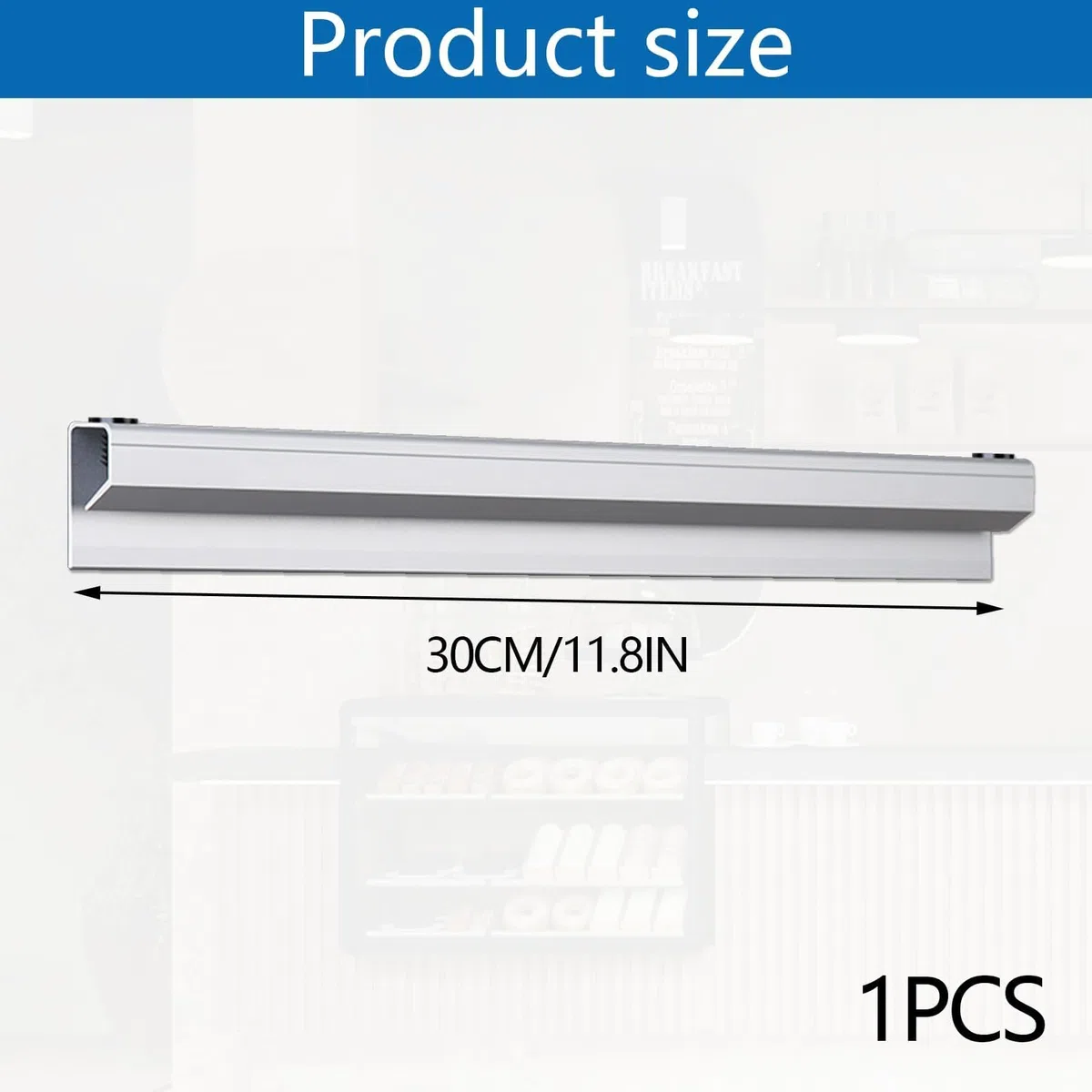 Soporte para recibos, barra de sujeción para recibos de catering, 40 cm, de aleación de aluminio, con abrazadera autoadhesiva, barra de sujeción para catering, para bar