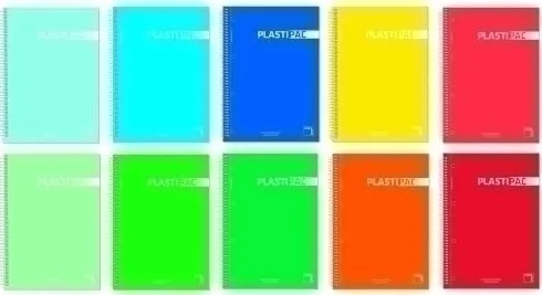 BLOCK PACSA PLASTIPAC micro.tapa PP A5 100h CUADRIC.5x5 90g 5 COL. BANDA SURTIDO. 4 UNIDADES