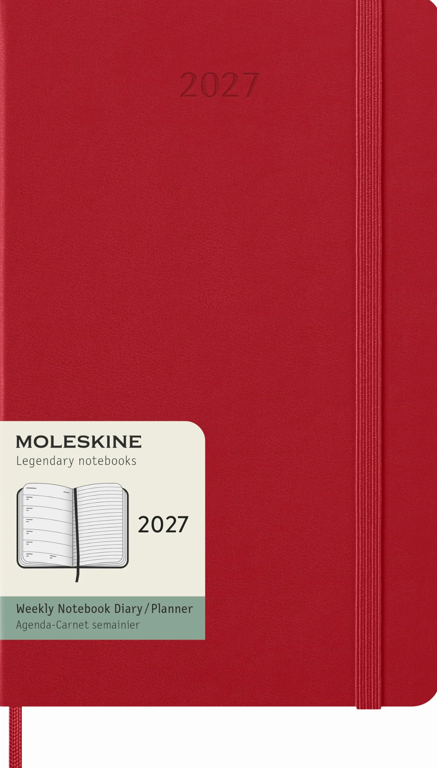 Moleskine Agenda Semanal 2027, Tapa Dura, 12 Meses, Formato L 13x21 cm, Rojo Escarlata