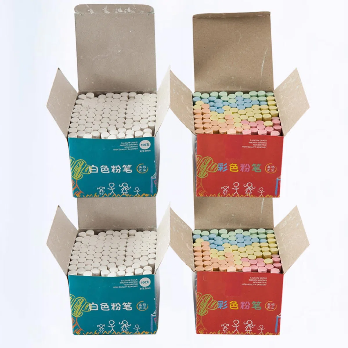 4 Cajas Tizas de Yeso sin Polvo para Pizarra Clara, Ligeras y Prácticas para Escritura y Pintura en Material Escolar para Profesores