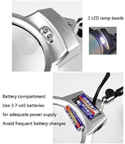 Sn Lupa transparente de 10 aumentos de lectura para niños mayores y estudiantes, escritorio de metal con aumento de luz, lupa de espejo con luz doble de comodidad,