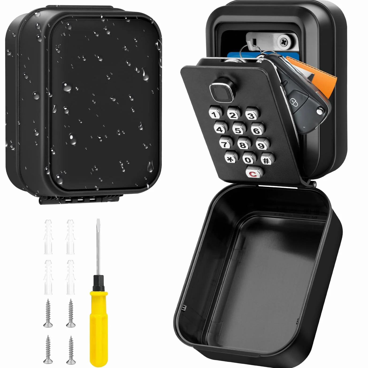 Cajetin Llaves con Codigo Exterior Grande Caja Seguridad para Llaves Pared Combinacion 12 Digitos Impermeable