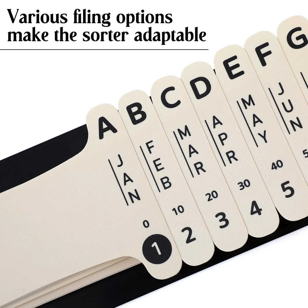 PerKoop Clasificador de documentos de plástico multiusos, organizador alfabético compacto vertical de papel para oficina de archivos, color beige, 2.52 x 23.5 pulgadas (2 juegos)