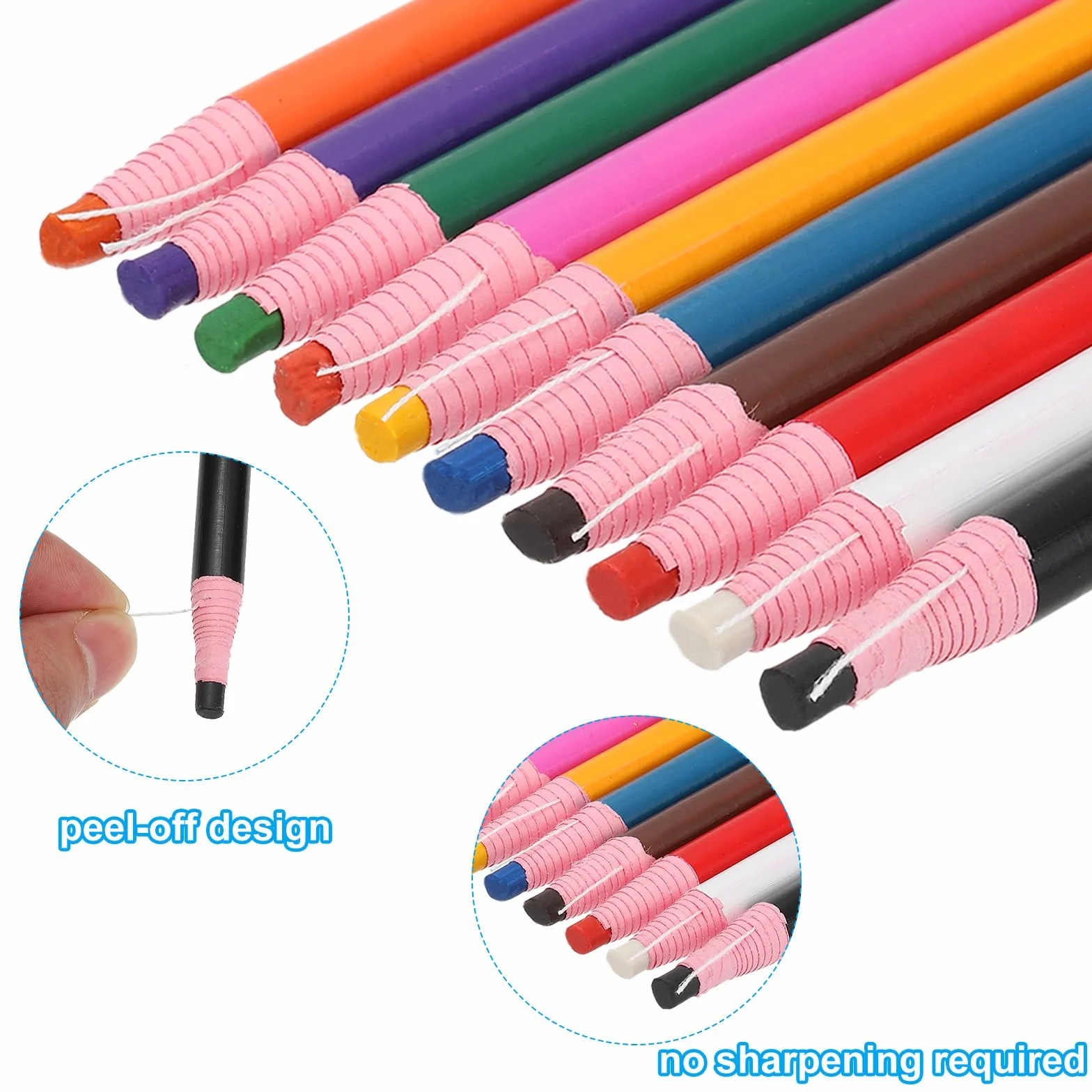 PATIKIL Rotuladores de Cera Peel-Off para China, 24 Piezas Lápices de Cera para Madera para Vidrio, Prendas de Vestir, Dibujo de Películas, Papel, Vinilo, Metal, Rosa