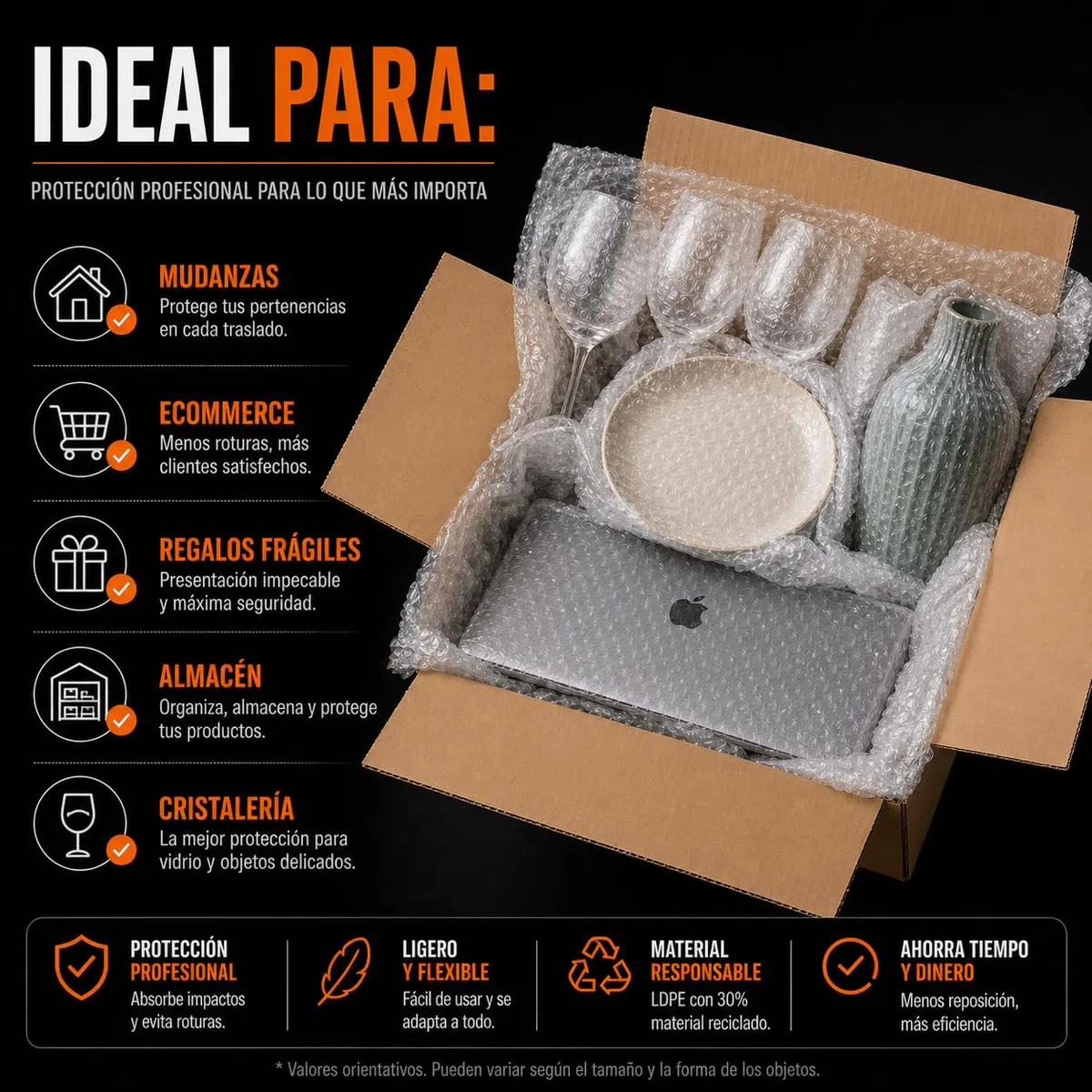 Plástico de Burbujas Rollo XXL Grande 0,8m x 200 m (160 m²) | Papel Burbuja Embalaje Profesional para Mudanzas, Envíos, Ecommerce y Objetos Frágiles | Ultra Resistente