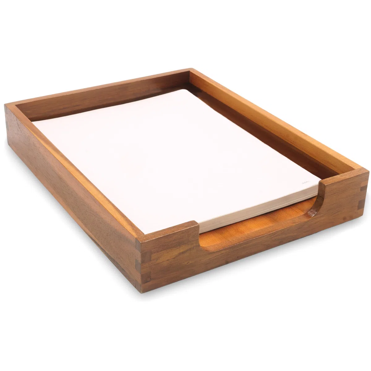 KOLWOVEN Bandeja de madera para cartas, bandeja de documentos de carga para organizador de escritorio de oficina, revistas, archivos, carpetas, soporte de papel, bandeja frontal para archivos de